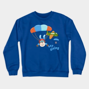 Vector illustration of a cute skydiver Crewneck Sweatshirt